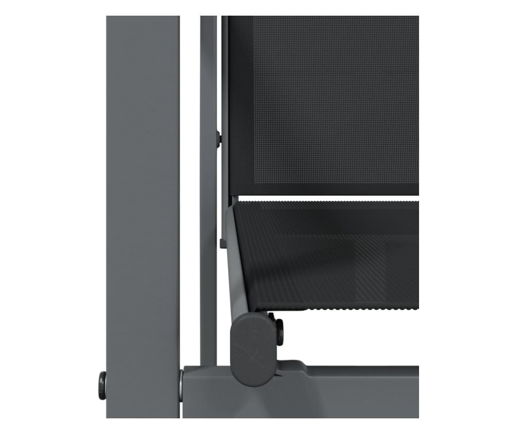 Градински комплект мебели, 7 части, Черен, Текстилен и Стомана - 8