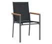 Градински столове, 4 бр., Черни, 55x61.5x90 см, Текстилен и стомана thumbnail 3