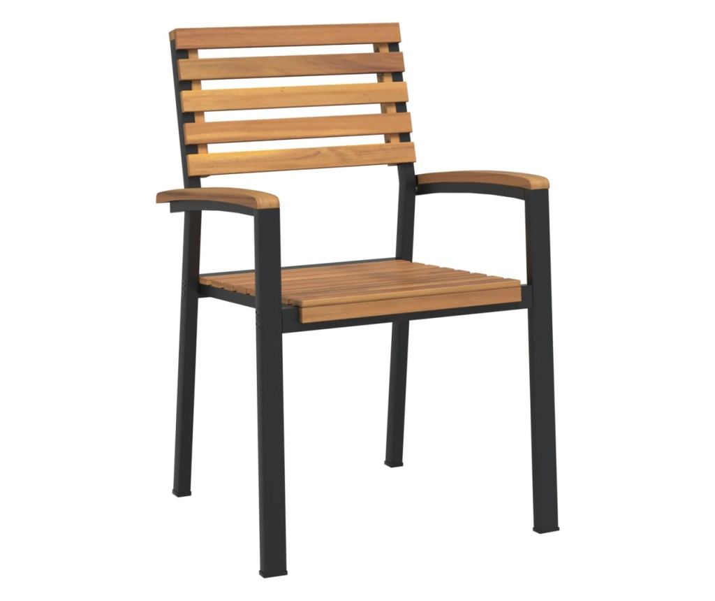 Zestaw mebli ogrodowych, 7 elementów, lite drewno akacjowe i metal - 4