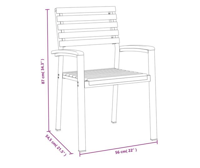 Градински комплект мебели, 7 части, масивно акациево дърво и метал