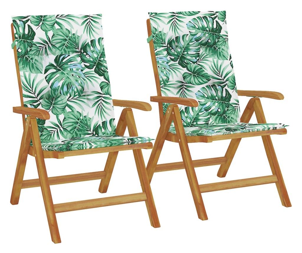 Сгъваеми градински столове с възглавници, 2 бр., Масивно тиково дърво - 2