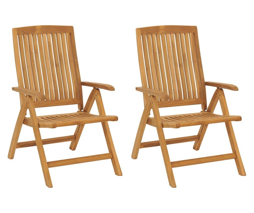 Сгъваеми градински столове с възглавници, 2 бр., Масивно тиково дърво - 3