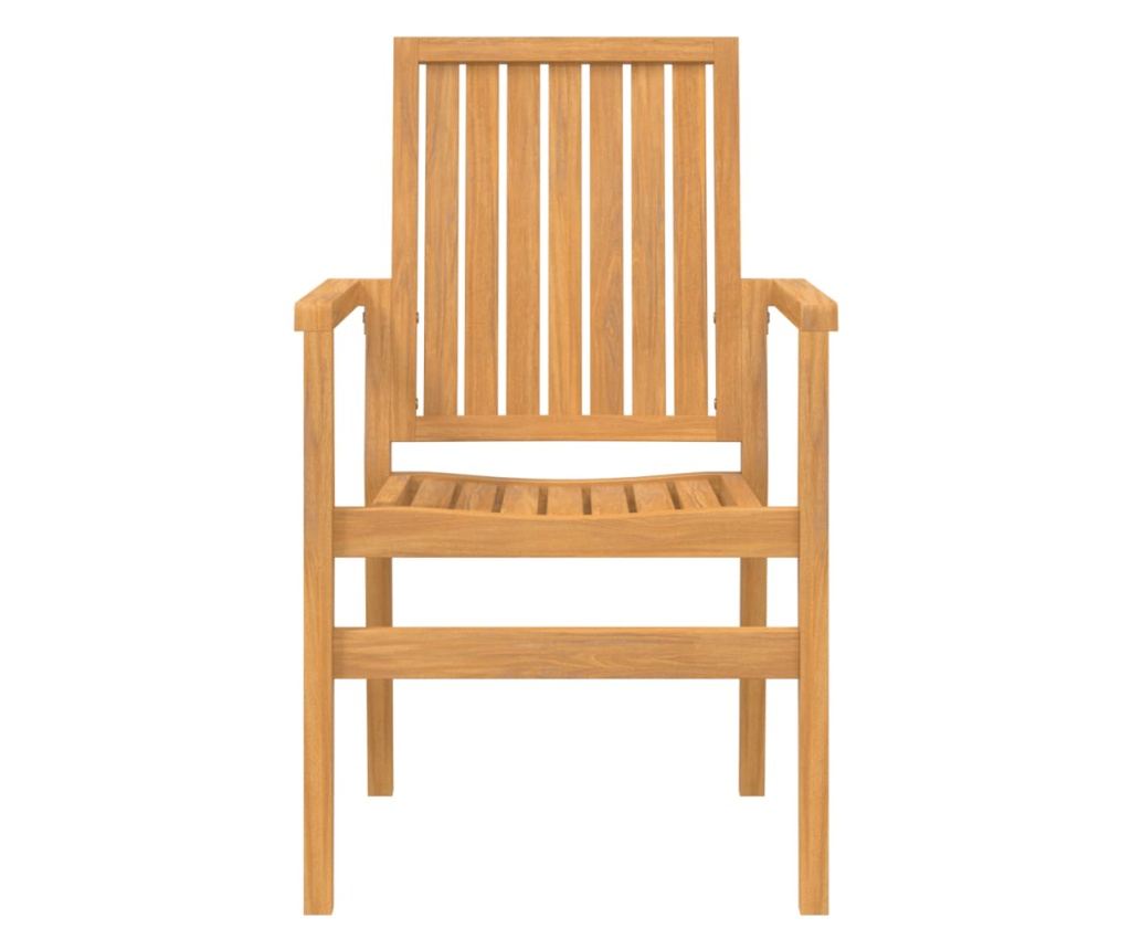 Комплект градински мебели, масивна тикова дървесина, 5 части - 5