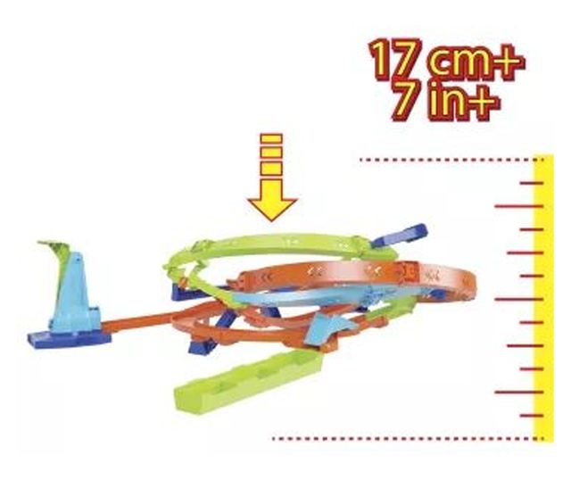 Комплект кола + писта, Mattel Hot Wheels Action Freaky Tornado, пластмаса, 1/64, многоцветен