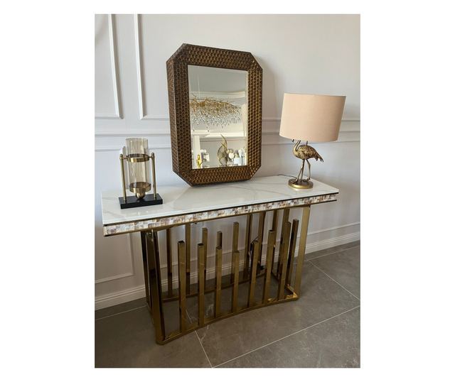 Oglinda decorativa Vanity, dreptunghiulara, 81x61cm, Bronz antichizat