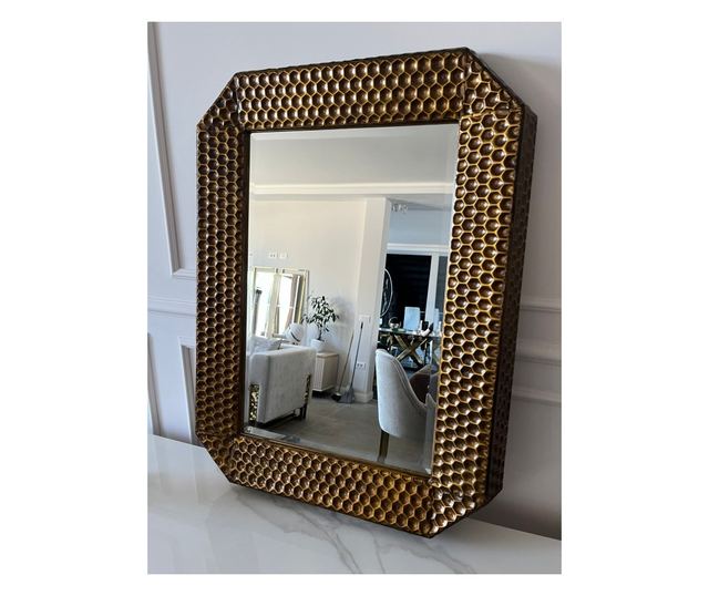 Oglinda decorativa Vanity, dreptunghiulara, 81x61cm, Bronz antichizat