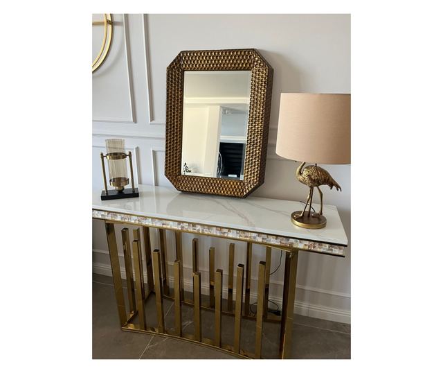 Oglinda decorativa Vanity, dreptunghiulara, 81x61cm, Bronz antichizat