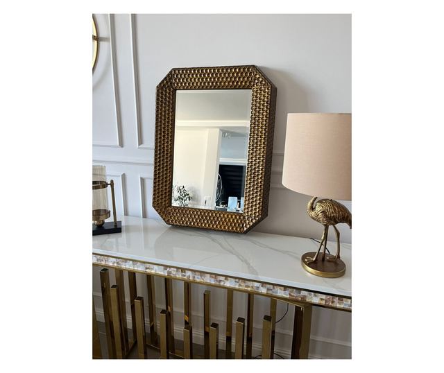 Oglinda decorativa Vanity, dreptunghiulara, 81x61cm, Bronz antichizat