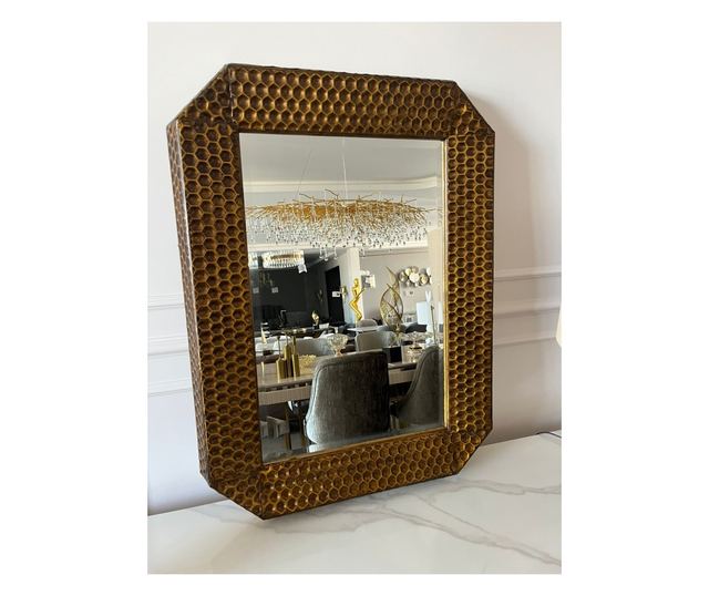 Oglinda decorativa Vanity, dreptunghiulara, 81x61cm, Bronz antichizat