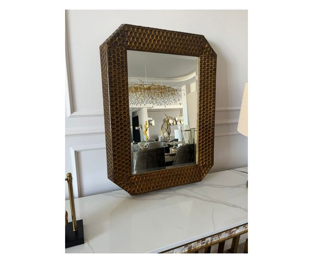 Oglinda decorativa Vanity, dreptunghiulara, 81x61cm, Bronz antichizat