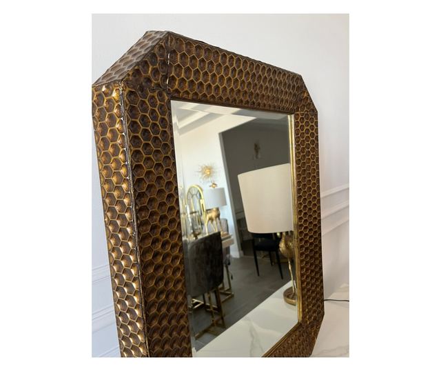 Oglinda decorativa Vanity, dreptunghiulara, 81x61cm, Bronz antichizat