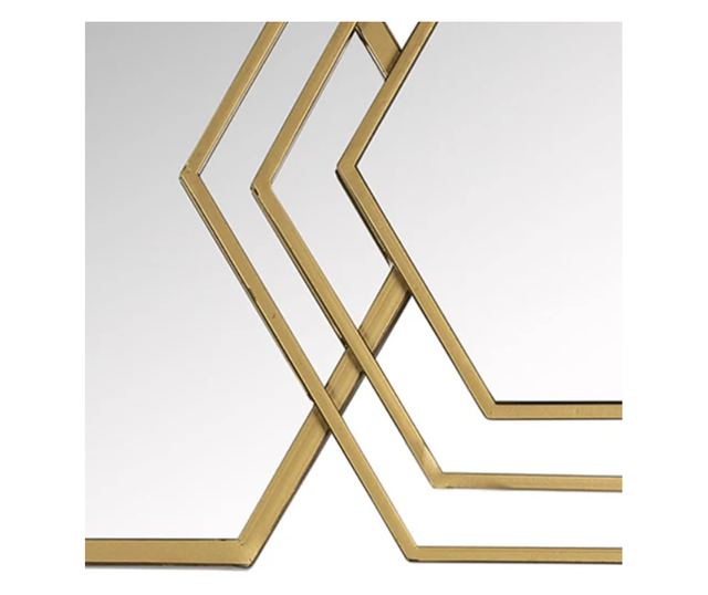 Oglinda decorativa Shape, 5 hexagoane, rama din metal, 126x30cm, Aurie