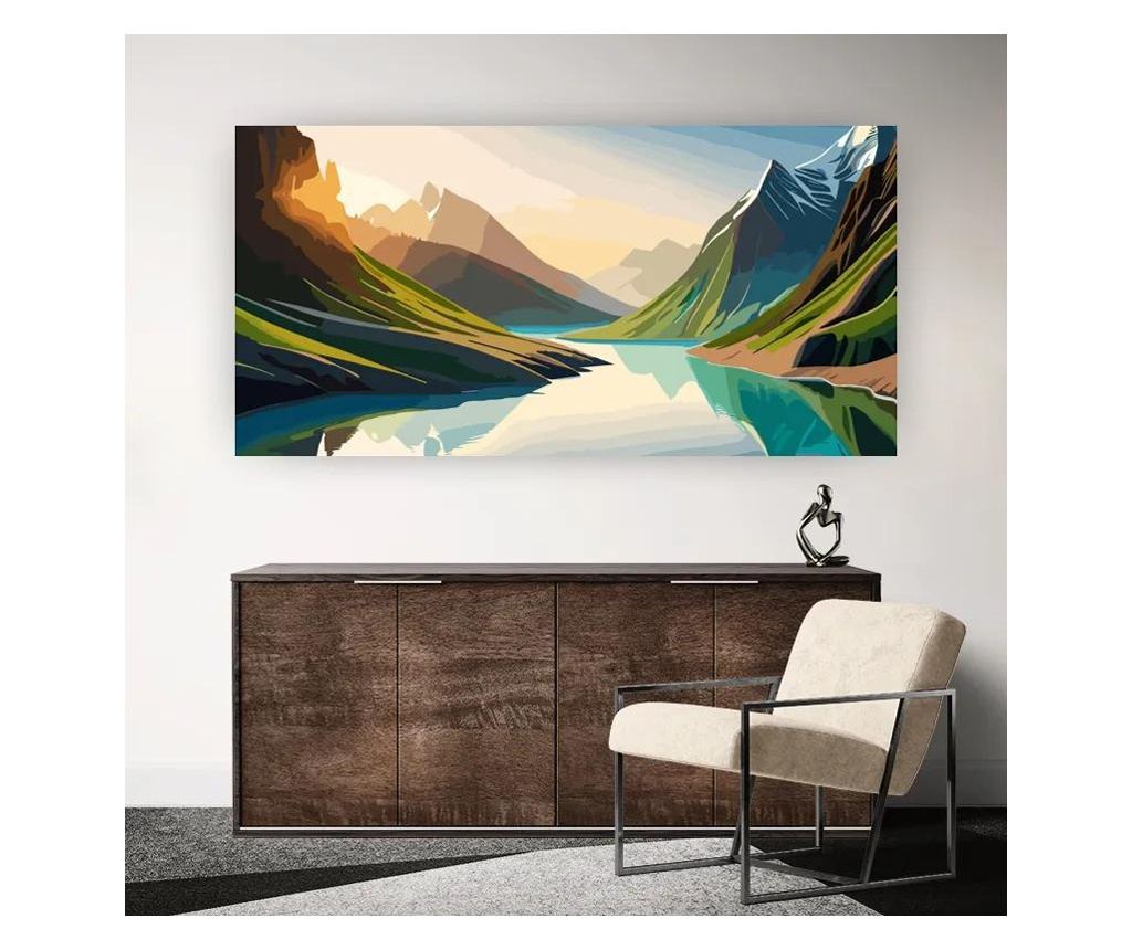 Vászonkép, Green Blue Lake, 60x120 cm - 2