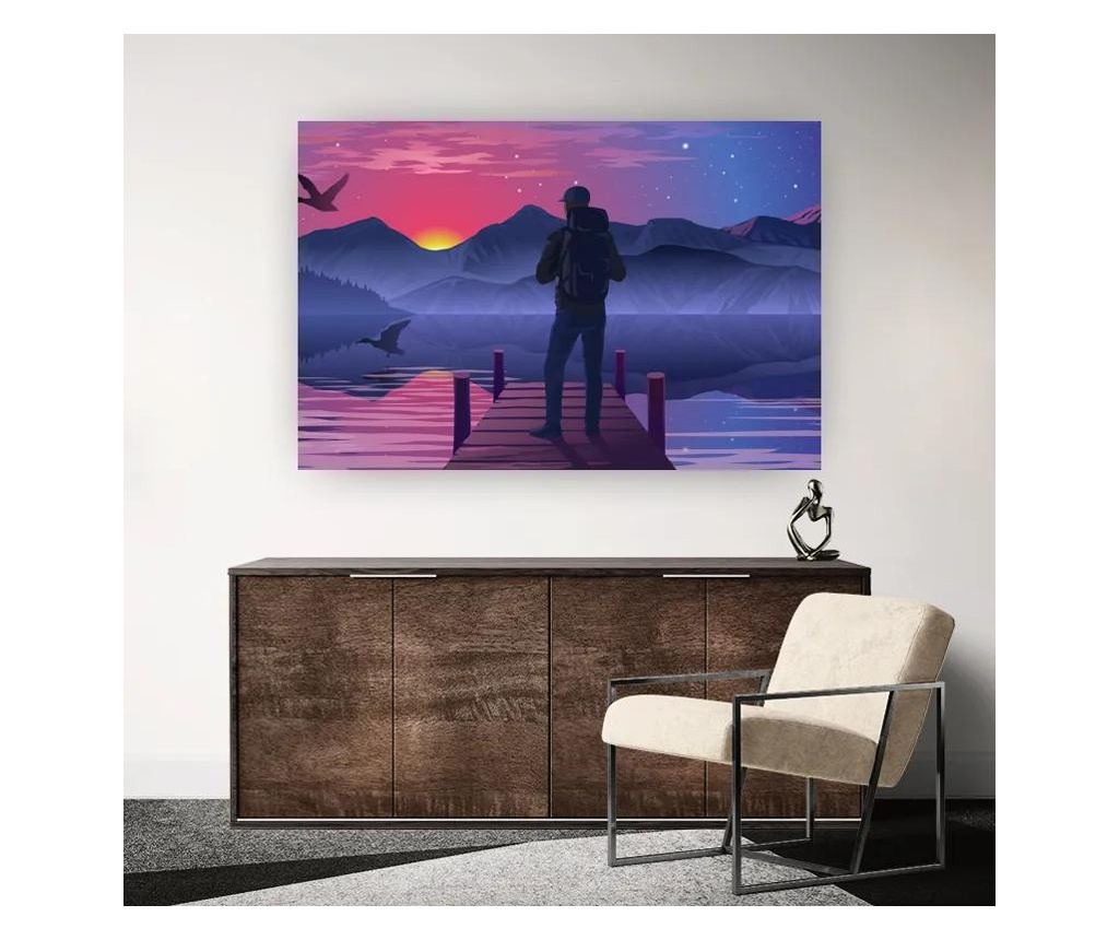 Vászonkép, Lake Pink Night, 90x140 cm - 2