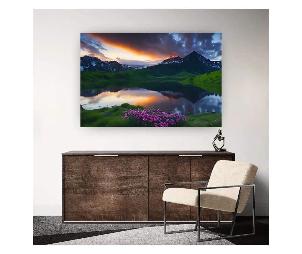 Vászonkép, Purple Flower Lake, 90x140 cm - 2