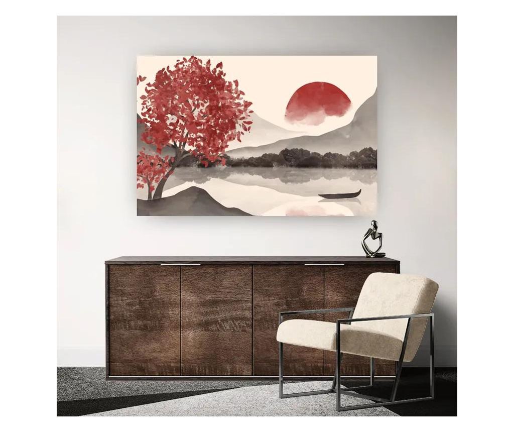 Vászonkép, Red Moon Lake, 80x120 cm - 2