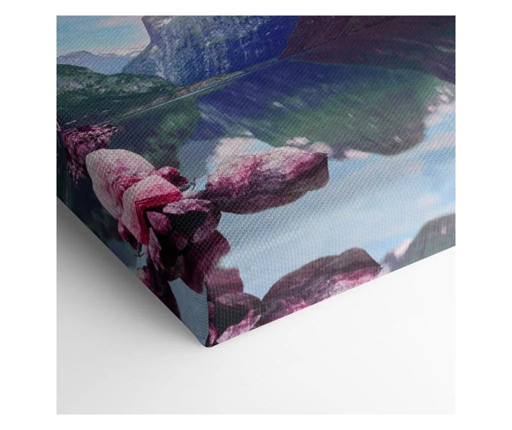 Vászonkép, Retro Vaporwave Lake, 50x100 cm - 2