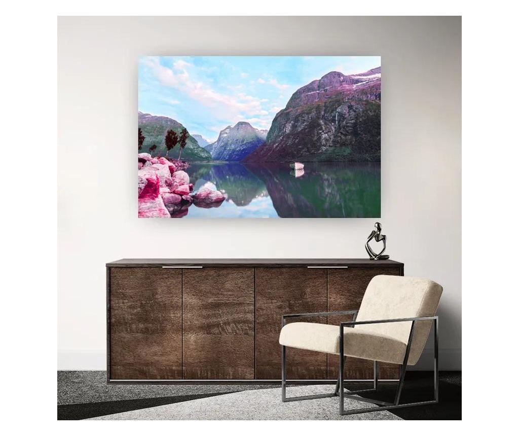 Vászonkép, Retro Vaporwave Lake, 40x60 cm - 2