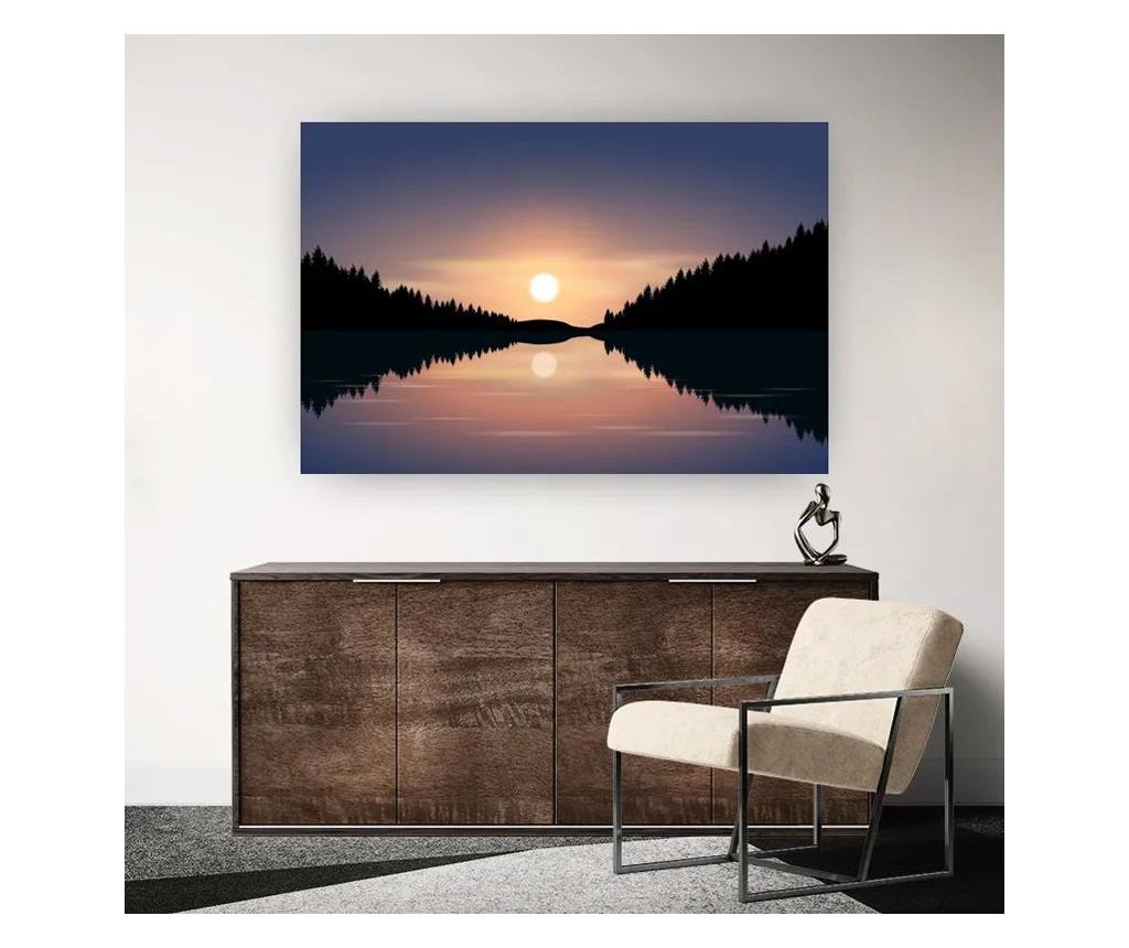 Vászonkép, Sunset Forest Lake, 90x140 cm - 2