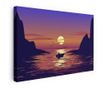 Vászonkép, Sunsetscenerywithseaviewandboatvectorlandscapeillustration, 40x60 cm thumbnail 1