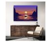 Vászonkép, Sunsetscenerywithseaviewandboatvectorlandscapeillustration, 40x60 cm thumbnail 2