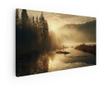 Vászonkép, The Sun Is Rising Over A River In A Foggy Forest, 60x120 cm thumbnail 1