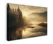 Vászonkép, The Sun Is Rising Over A River In A Foggy Forest, 80x120 cm thumbnail 1