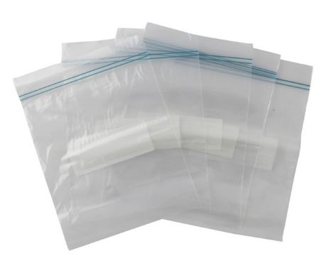 Комплект торбички за многократна употреба и затваряне, прозрачни, с цип, 17,5x20 см, пластмасови, 50 бр.
