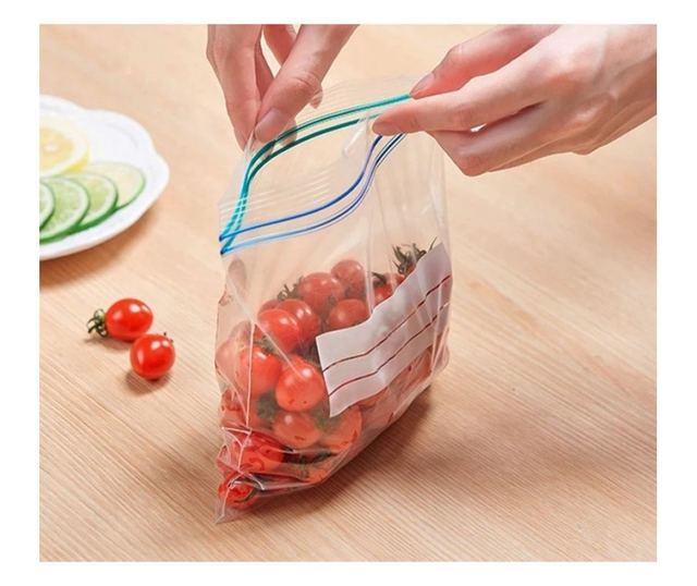 Set de pungi reutilizabile și resigilabile, transparente, cu fermoar ziplock, 17.5x20 cm, plastic, 50 buc  17.5x23x0.2 cm