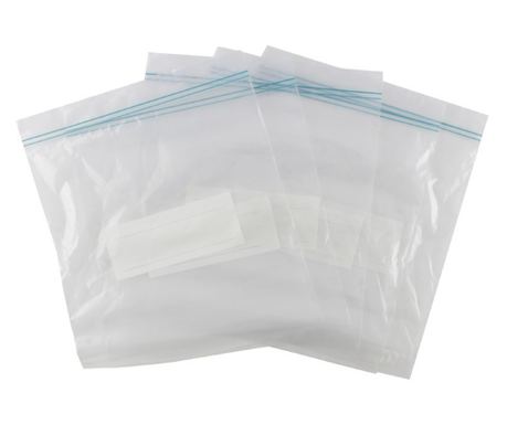 Za enkratno uporabo in ponovno zapirljive prozorni vrečke z zadrgo, 26,5x28 cm, plastika, 30 kos