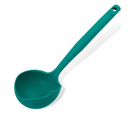 Черпак Tasty 678202, Дупки за отцеждане, Мека дръжка, 30 см, Силикон, Зелен
