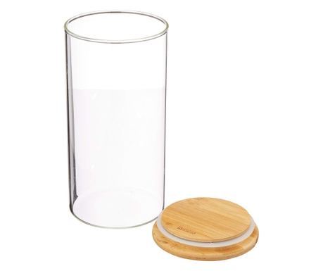 Borcan depozitare Kesper 38009, 0.800l, Sticlă, Capac bambus, 10x20cm, Transparent
