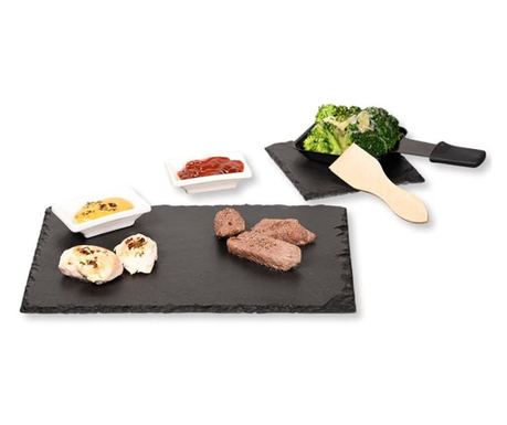 Комплект плата за сервиране Kesper 38141, 10 части, За двама, Шисти, Аксесоари, Черен