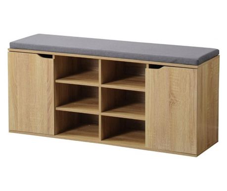 Kesper 15928 dulap depozitare pantofi, 10 compartimente, Două uși, Suprafață moale de ședere, Maro