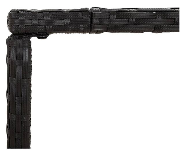 Masă de bar cu blat din sticlă, negru, 110x70x110 cm, poliratan