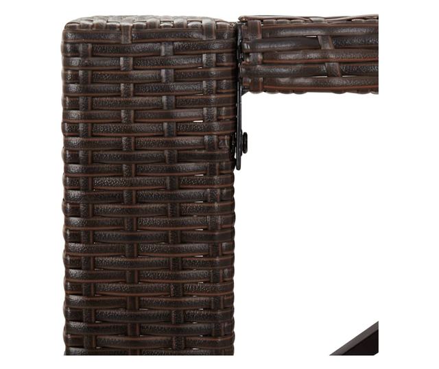 Masă grădină cu blat din sticlă, maro, 185x80x110 cm, poliratan