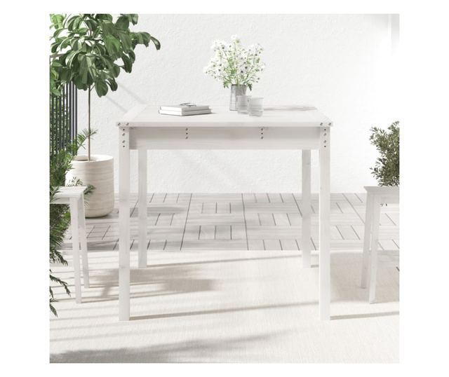 Stolik ogrodowy, biały, 82,5x82,5x76 cm, drewno sosnowe