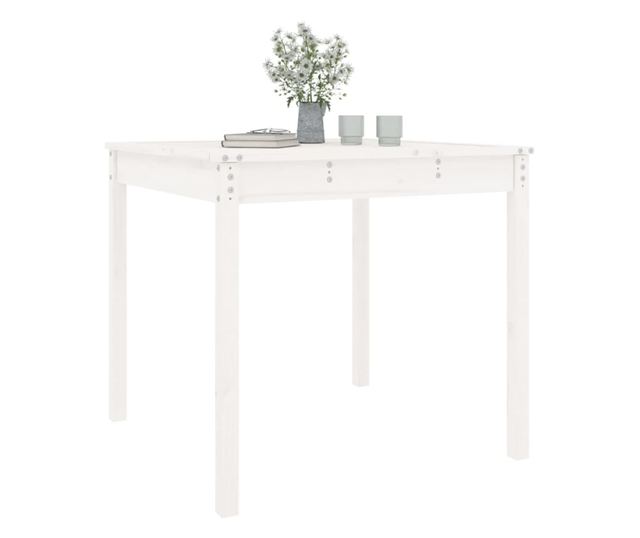 Stolik ogrodowy, biały, 82,5x82,5x76 cm, drewno sosnowe