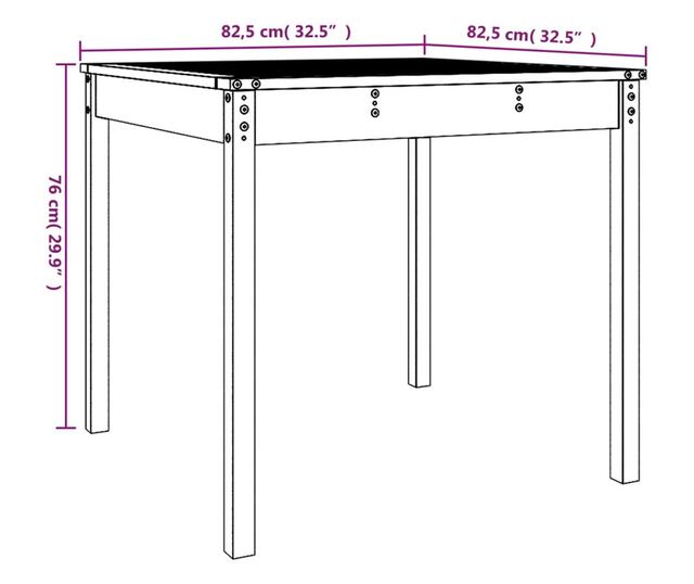 Stolik ogrodowy, biały, 82,5x82,5x76 cm, drewno sosnowe