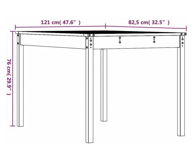 Stolik ogrodowy, biały, 121x82,5x76 cm, drewno sosnowe