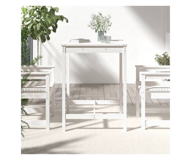 Stolik ogrodowy, biały, 82,5x82,5x110 cm, drewno sosnowe