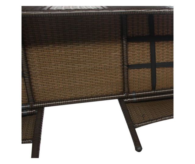 Vrtna garnitura s 2 sjedala, stolić za čaj, smeđa, poliratan