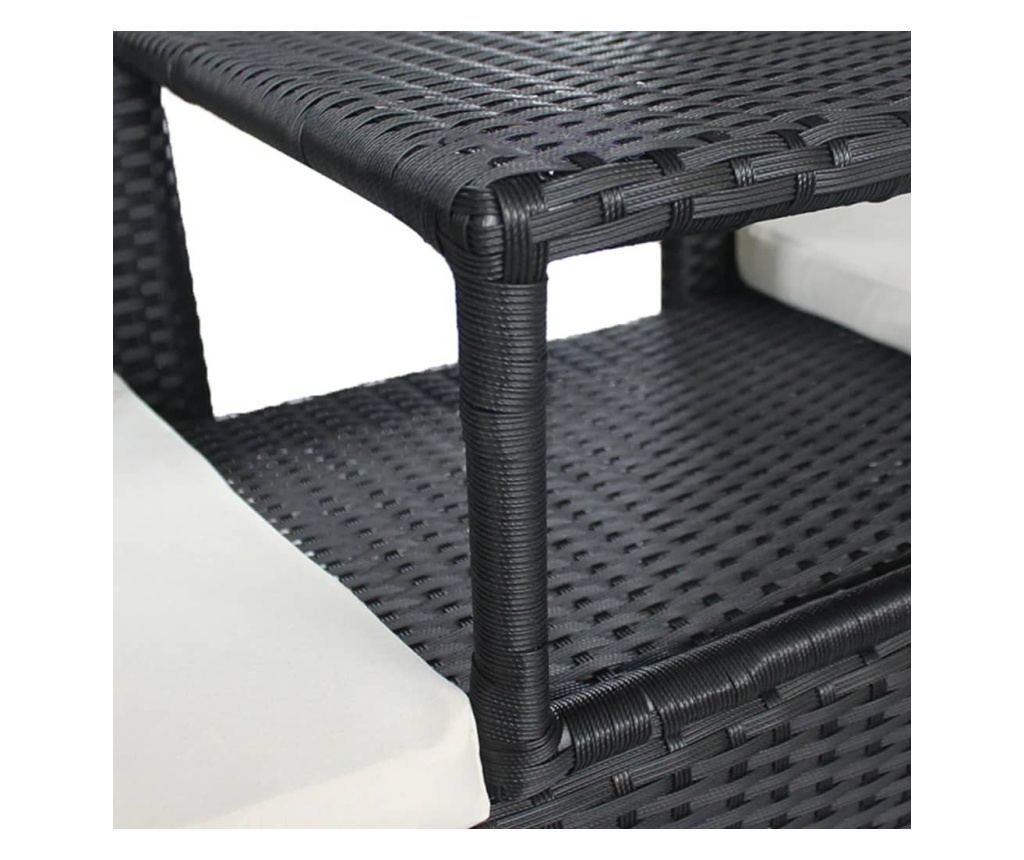 Vrtna garnitura s 2 sjedala, stolić za čaj, crni poliratan - 3