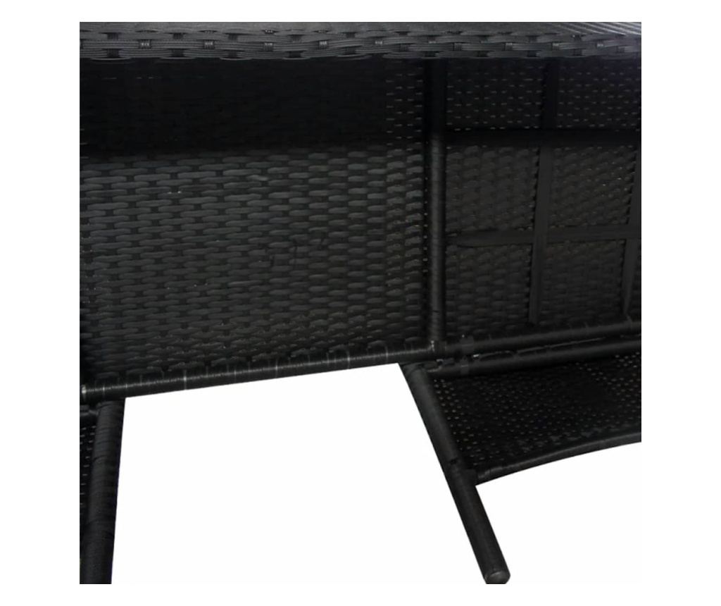 Vrtna garnitura s 2 sjedala, stolić za čaj, crni poliratan - 4