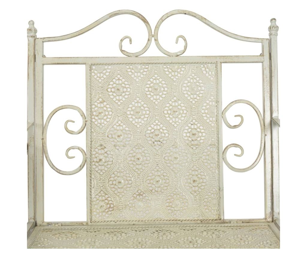 Vrtna klupa s 2 sjedala, bijela, 161 cm, čelik - 4