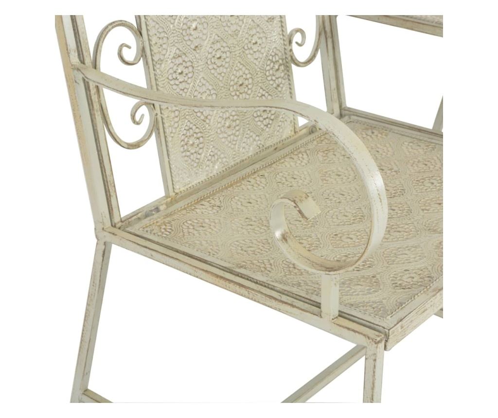 Vrtna klupa s 2 sjedala, bijela, 161 cm, čelik - 5