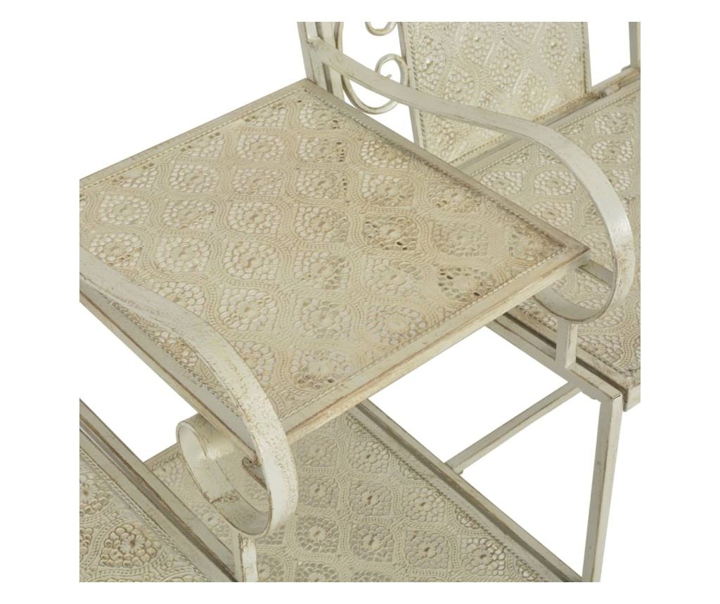 Vrtna klupa s 2 sjedala, bijela, 161 cm, čelik - 6