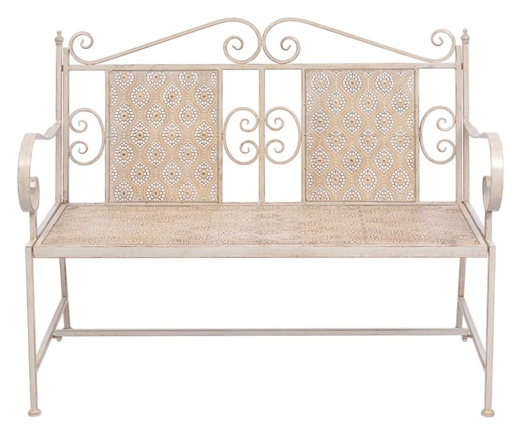 Vrtna klupa, bijela vintage, 115 cm, čelik - 2