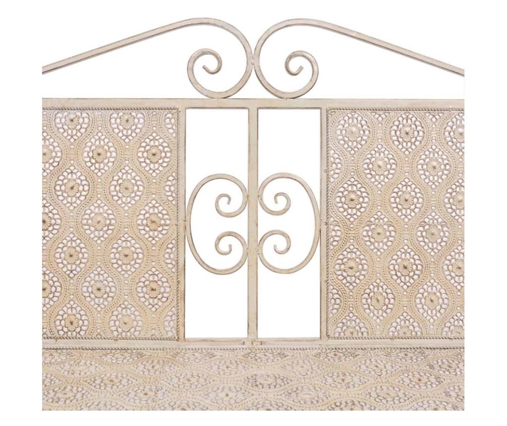 Vrtna klupa, bijela vintage, 115 cm, čelik - 4