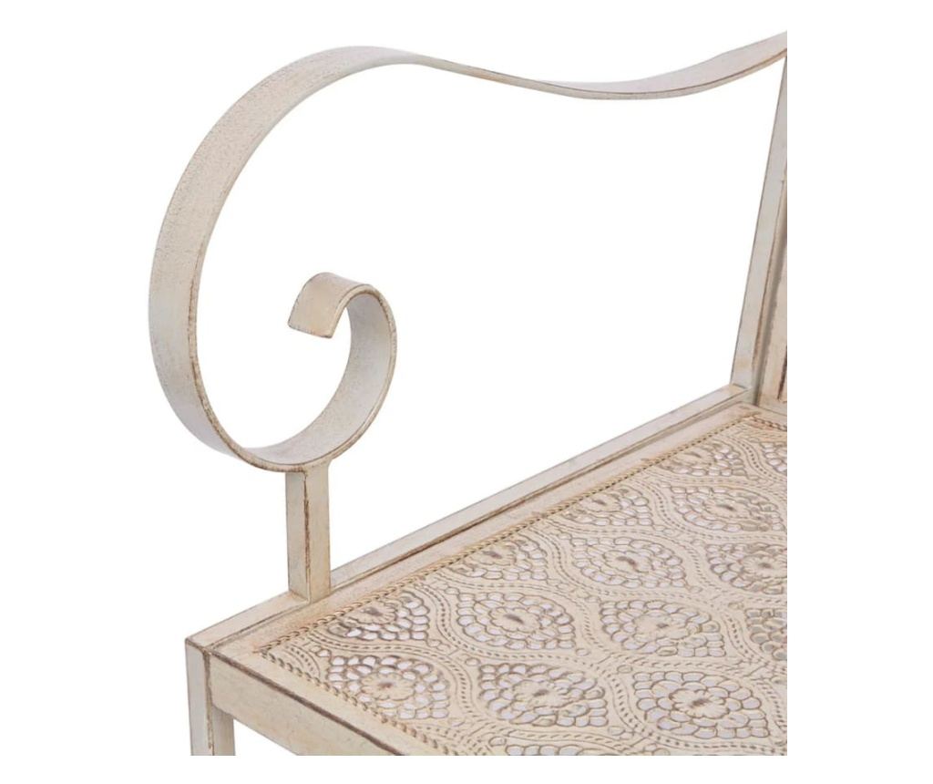 Vrtna klupa, bijela vintage, 115 cm, čelik - 5